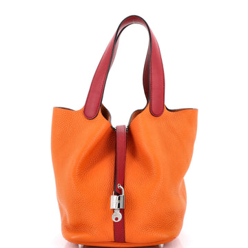 Bicolor Picotin Lock Bag Clemence with Swift MM