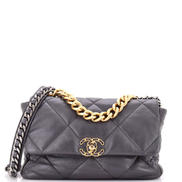 19 Flap Bag Quilted Leather Large