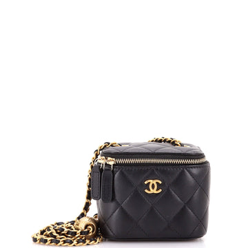 Pearl Crush Vanity Case with Chain Quilted Lambskin Mini