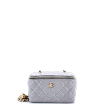Pearl Crush Vanity Case with Chain Quilted Lambskin Small