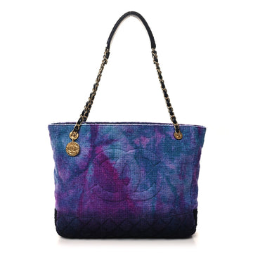 Wool Tweed CC Tote Purple Black Blue