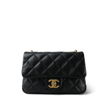 Black leather Quilted Funky Town Flap Small Aged Gold Hardware
