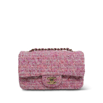 24P Pink White Tweed Quilted Mini Rectangular Flap LGHW