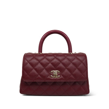 21A Burgundy leather Quilted Lizard Coco Handle Small LGHW