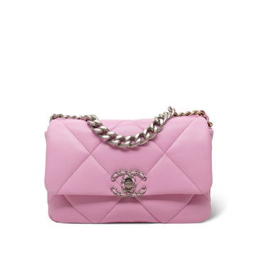 23P Pink leather Quilted 19 Flap Small MHW