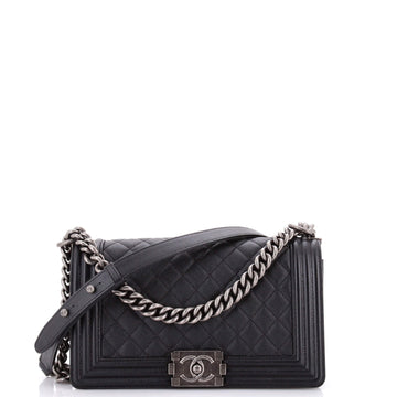 Boy Flap Bag Quilted Caviar Old Medium