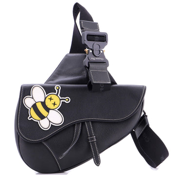 KAWS Saddle Crossbody Bag Leather with Applique