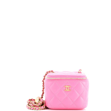Pearl Crush Vanity Case with Chain Quilted Lambskin Mini