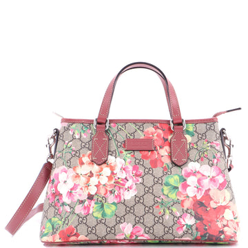 Convertible Zip Tote Blooms Print GG Coated Canvas Medium