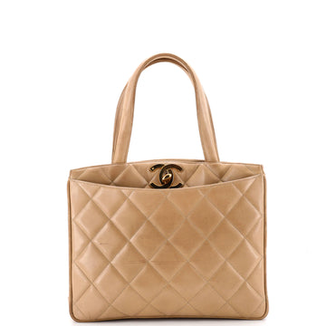 Vintage CC Lock Pocket Tote Quilted Lambskin Small