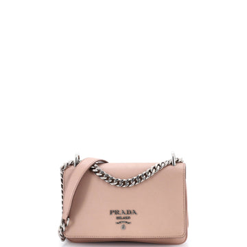 Chain Flap Crossbody Bag Saffiano and Soft Calf Small