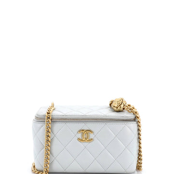 Sweet Camellia Vanity Case with Chain Quilted Lambskin Small