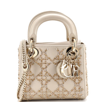 Lady Dior Chain Bag Crystal Embellished Cannage Quilt Leather Mini