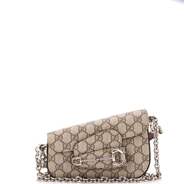Horsebit 1955 Asymmetric Shoulder Bag GG Coated Canvas Mini