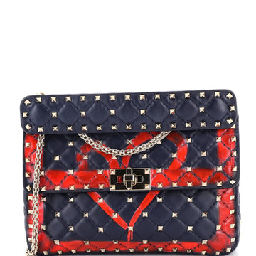 Rockstud Spike Flap Bag Quilted Printed Leather Medium