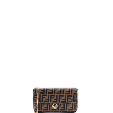 F is Fendi Envelope Clutch on Chain Zucca Embossed Leather