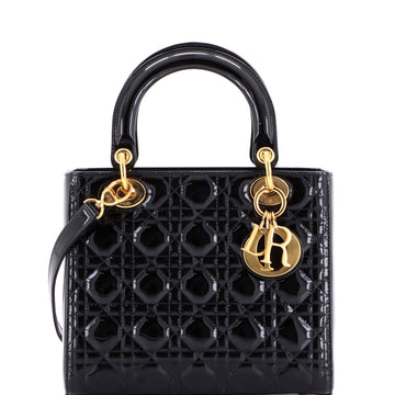 Lady Dior Bag Cannage Quilt Patent Medium