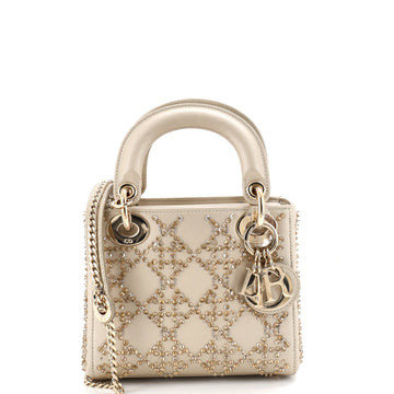 Lady Dior Chain Bag Crystal Embellished Cannage Quilt Leather Mini