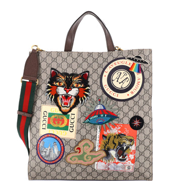 Courrier Convertible Soft Open Tote GG Coated Canvas with Applique North South