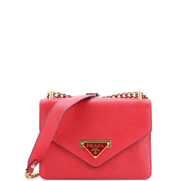 Envelope Flap Chain Shoulder bag Saffiano Leather Small