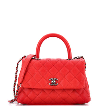Coco Top Handle Bag Quilted Caviar Mini