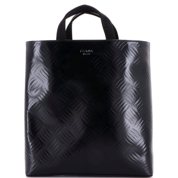 Vertical Shopper Tote Diamond Embossed Spazzolato Leather Medium