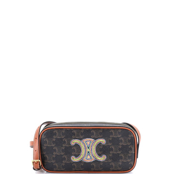 Cuir Triomphe Camera Shoulder Bag Triomphe Coated Canvas with Leather Small