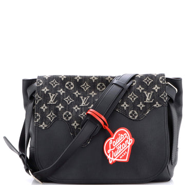 Nigo Besace Tokyo Messenger Bag Monogram Denim and Taurillon Leather