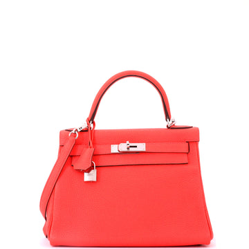 Kelly Handbag Rose Texas Clemence with Palladium Hardware 28