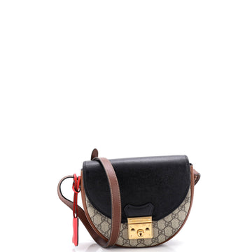 Padlock Saddle Shoulder Bag GG Coated Canvas and Leather Small