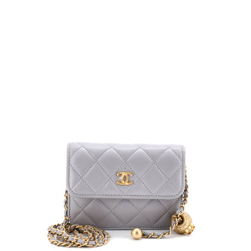 Pearl Crush Flap Clutch with Chain Quilted Lambskin Mini