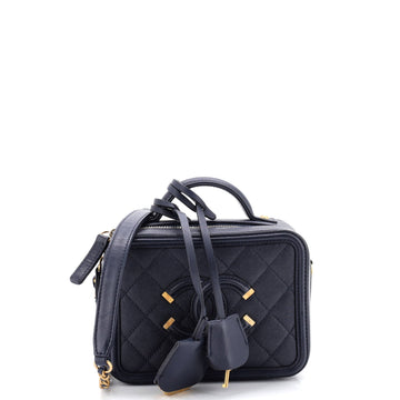 Filigree Vanity Case Quilted Caviar Small