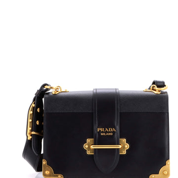 Cahier Crossbody Bag Leather and Saffiano Leather Large