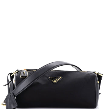 Padlock Bauletto Shoulder Bag Re-Nylon with Leather Medium