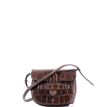 Symmetrical Shoulder Bag Crocodile Embossed Leather Mini