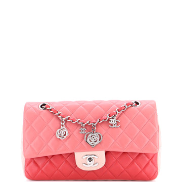 Tricolor Valentine Crystal Hearts Flap Bag Quilted Lambskin Medium