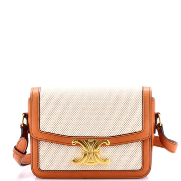 Triomphe Shoulder Bag Canvas with Leather Teen
