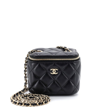 Classic Vanity Case with Chain Quilted Lambskin Mini