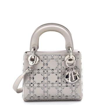 Lady Dior Bag Crystal Embellished Cannage Quilt Satin Mini