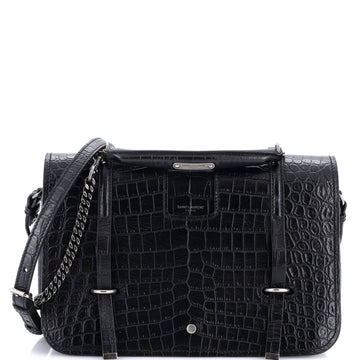 Charlotte Flap Bag Crocodile Embossed Leather Large