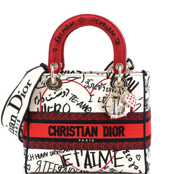 Lady D-Lite Bag Embroidered Canvas Medium