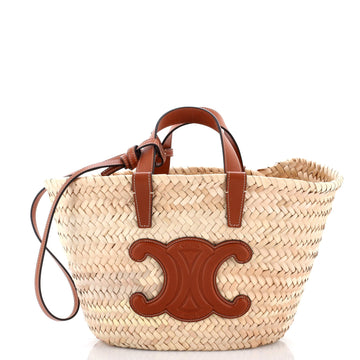Classic Panier Basket Tote Raffia and Leather Teen