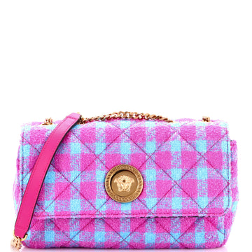 Medusa Icon Chain Flap Bag Quilted Tweed East West