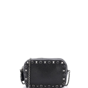 Rolling Rockstud Camera Crossbody Bag Leather with Cabochons