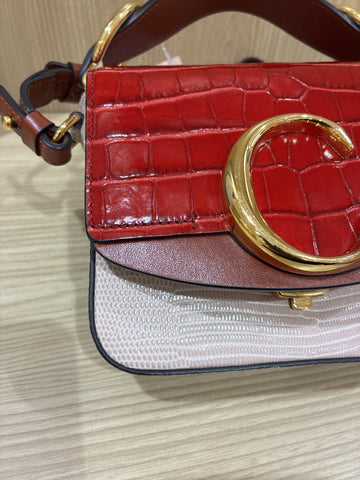 C Flap Bag Leather and Lizard Embossed Leather Mini