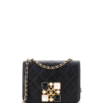 Resin and Pearl CC Full Flap Bag Quilted Calfskin Small