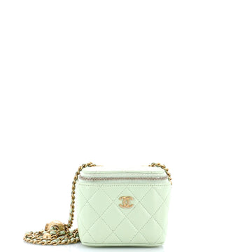Pearl Crush Vanity Case with Chain Quilted Lambskin Mini