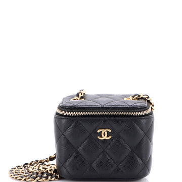 Classic Vanity Case with Chain Quilted Caviar Mini