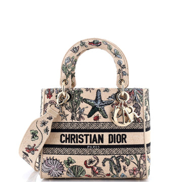 Lady D-Lite Bag Embroidered Raffia Medium