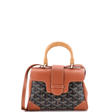 Saigon Top Handle Bag Coated Canvas with Leather Mini